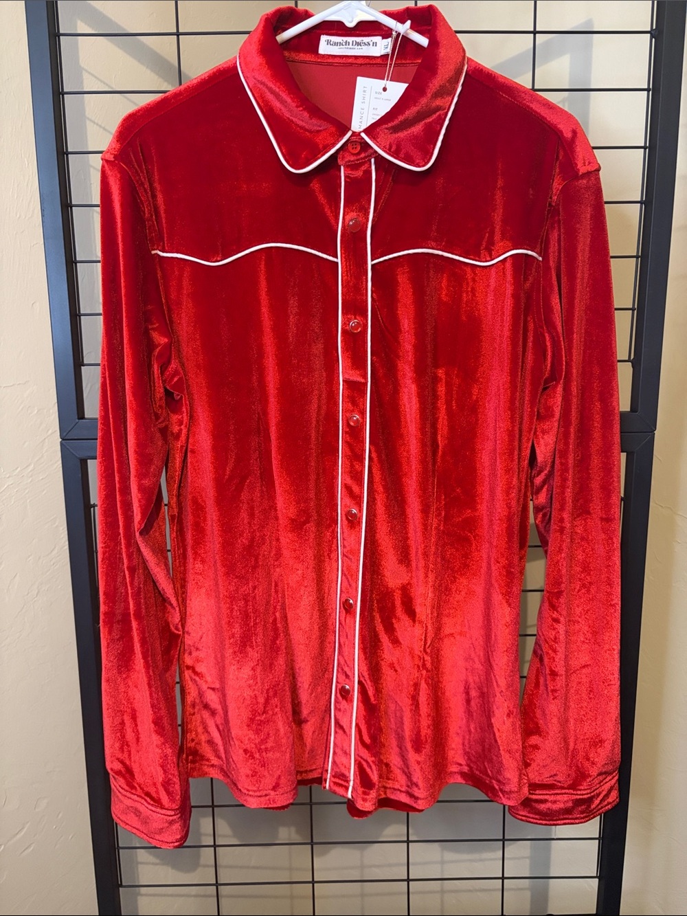 NWT red velvet with white fringe